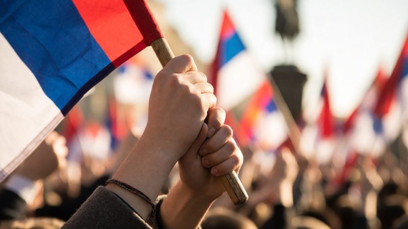 Students rally at Slavija Square ahead of parliamentary election
